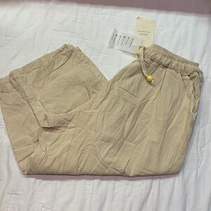 Coofandy NWT XXXL Linen-Like Shorts Loose Fit Khaki Elastic Waist Drawstring